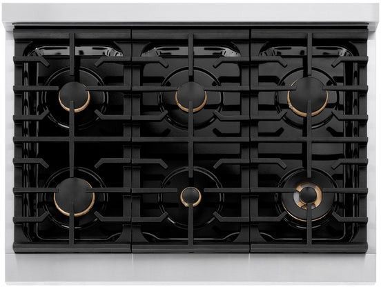 ZLINE Paramount Autograph Edition 36" Stainless Steel Gas Cooktop with Polished Gold Accents-2