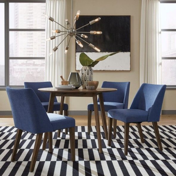 Liberty Furniture Space Savers 5-Piece Denim Blue Jean/Satin Walnut Drop Leaf Dining Set-1