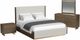 Elements International Brisbane 4-Piece Beige/Walnut Queen Upholstered Bedroom Set-0