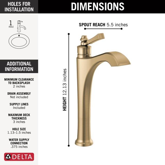 Delta Dorval® Champagne Bronze Single Handle Vessel Bathroom Faucet-1