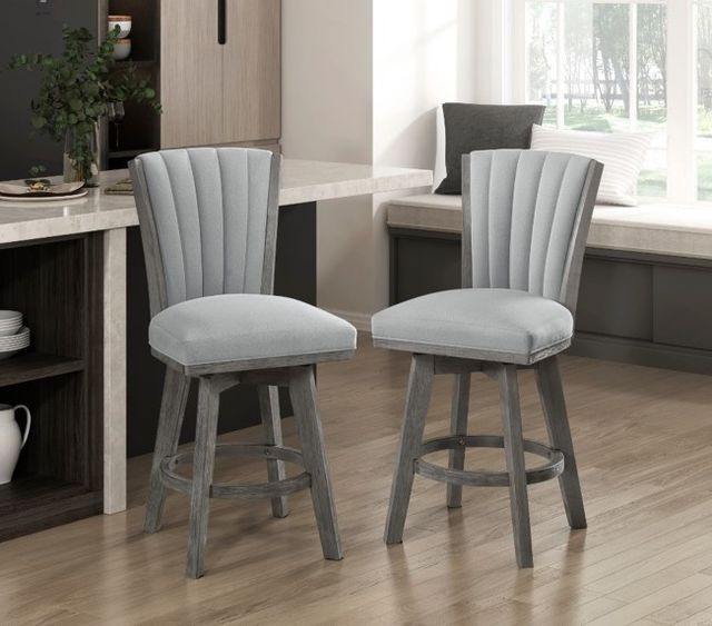 Homelegance®  Corvallis Gray/Wire Brushed Gray Swivel Pub Height Chair-1