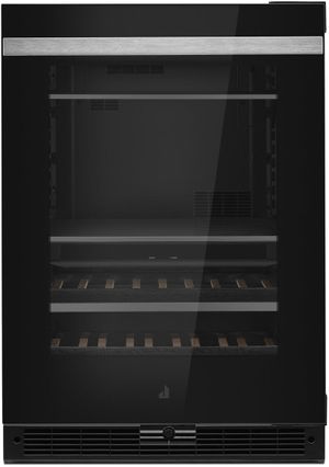 Front view of the JennAir® NOIR™ 24" Black Wine Cooler