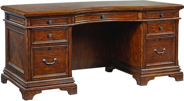 Aspenhome® Hawthorne Carmel Brown 66" Curved Exec Desk-0