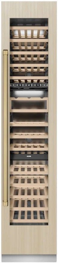 ZLINE Autograph Edition 18 in. 9 Cu. Ft. Panel Ready Right Hinge Triple Zone Column Wine Cooler with Champagne Bronze Accents-0