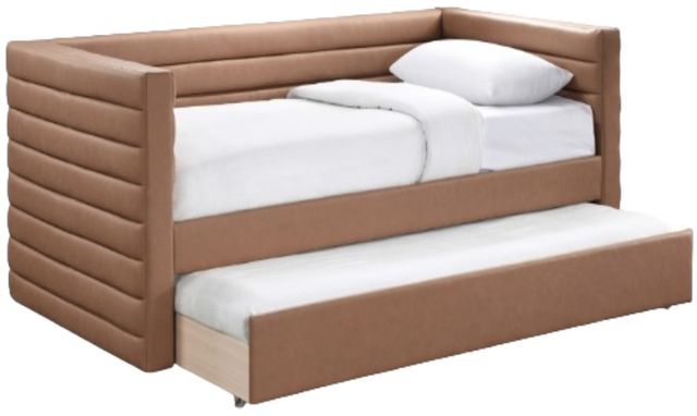 Meridian Furniture Beverly Cognac Vegan Leather Twin Upholstered Daybed-0
