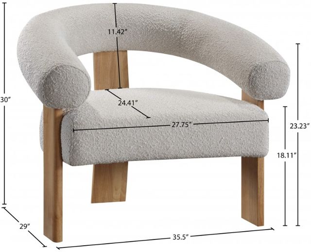 Meridian Furniture Winston Cream/Natural Boucle Accent Chair-2