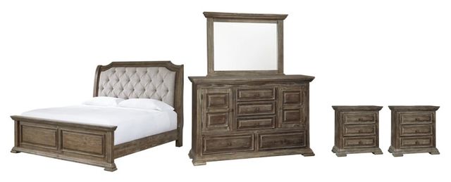 Signature Design by Ashley® Wyndahl 5-Piece Brown California King Panel Bed Set-0
