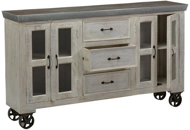 Jaipur Furniture Guru White Wash Galvanized Top Sideboard-2