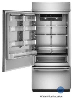KitchenAid® 36” 20.9 Cu. Ft. PrintShield™ Stainless Steel Built-In Bottom Freezer Refrigerator with Platinum Interior-1