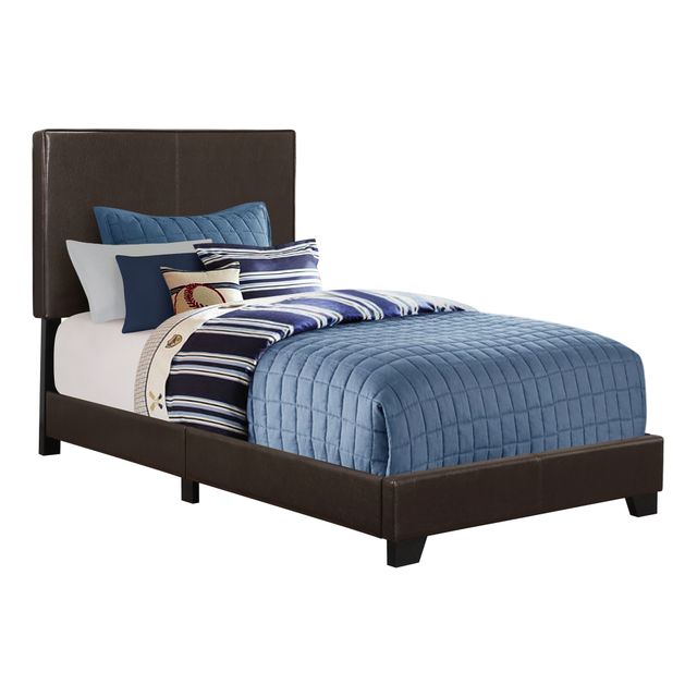 Monarch Specialties Inc. Dark Brown Faux Leather Twin Bed-0