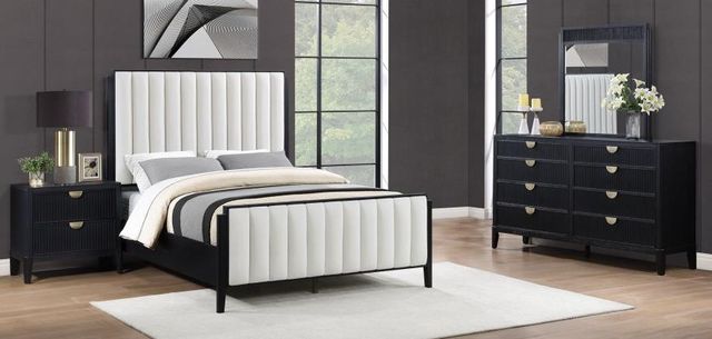 Coaster® Brookmead 4-Piece Black/Off-White California King Panel Bedroom Set-0