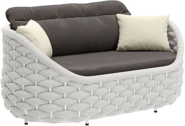 Zuo® Modern Coral Reef Gray/White Aluminum Outdoor Loveseat -0
