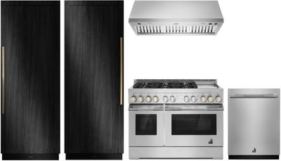 Front view of the JennAir 5 Piece Stainless Steel Kitchen Package