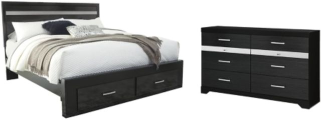 Signature Design by Ashley® Starberry 2-Piece Black King Storage Panel Bed Set-0