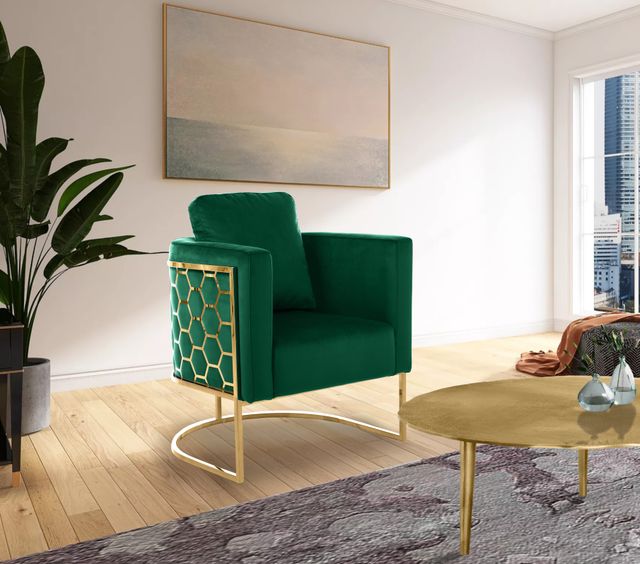 Meridian Furniture Casa Green/Gold Velvet Chair-2