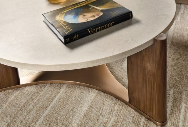 Hooker® Furniture Eleana Light Caramel Round Cocktail Table with Sunlit Bronze Base-4