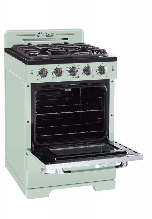 Unique® Appliances Classic Retro 24" Summer Mint Green Freestanding Natural Gas Range-2