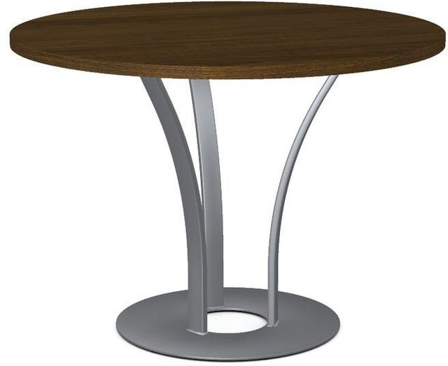 Amisco Customizable Dalia Walnut Veneer Round Table with Metal Turnip Base-0