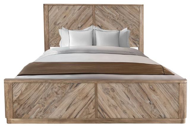 International Furniture Direct Balam Stained White Queen Panel Bed-0