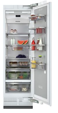 Front view of the opened Miele MasterCool™ 13.0 Cu. Ft. Panel Ready Built In Column Refrigerator