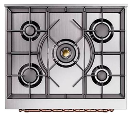 Ilve® Nostalgie II Noblesse 30'' Midnight Blue Pro Style Dual Fuel Range with Copper Trim-2
