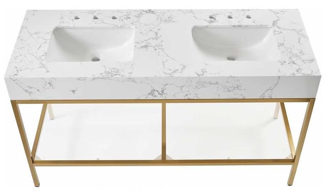 Meridian Furniture Marmo White/Brushed Brass 60" Bathroom Vanity-2