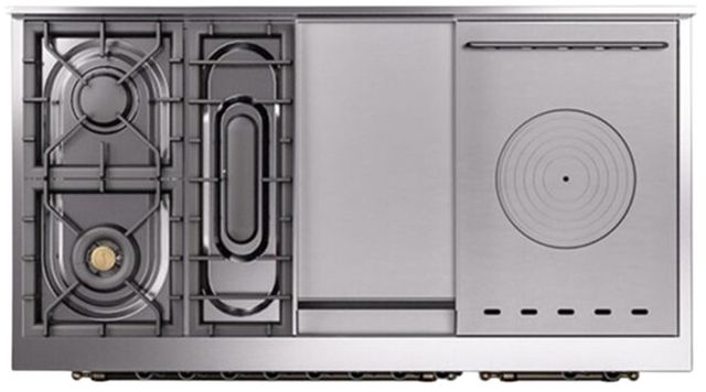 Ilve® Nostalgie II Series 48" Stainless Steel Pro Style Dual Fuel Range-3