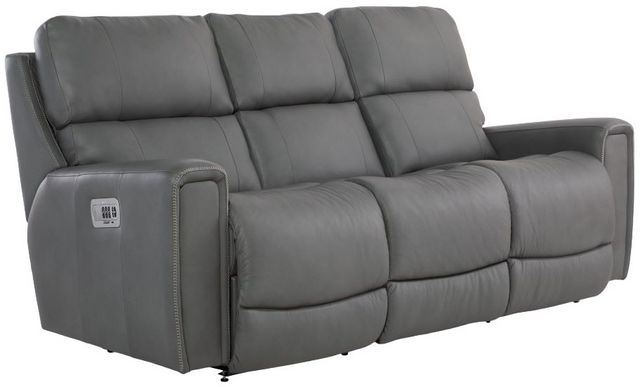 La-Z-Boy® Apollo Blue Grey Leather Power Reclining Sofa with Headrest and Lumbar