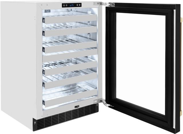ZLINE Touchstone Autograph Edition 4.8 Cu. Ft. Stainless Steel Wine Cooler with Black Stainless Steel Glass Door and Champagne Bronze Handle-3