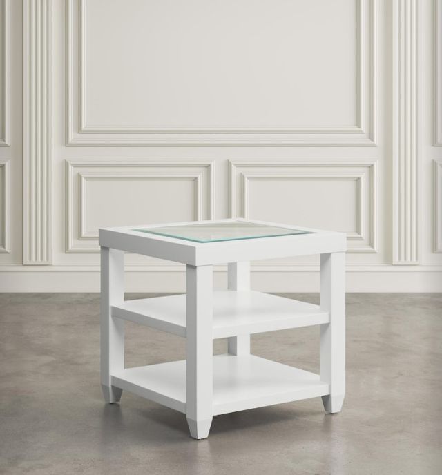 Jofran Inc. Urban Icon Glass Top End Table with White Base-1