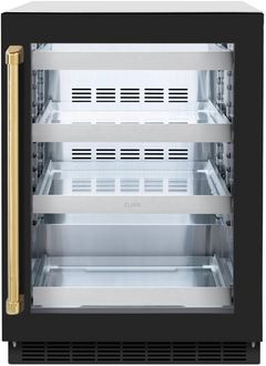 ZLINE Touchstone Autograph Edition 5.2 Cu. Ft. Stainless Steel Beverage Center with Black Matte Glass Door and Polished Gold Handle