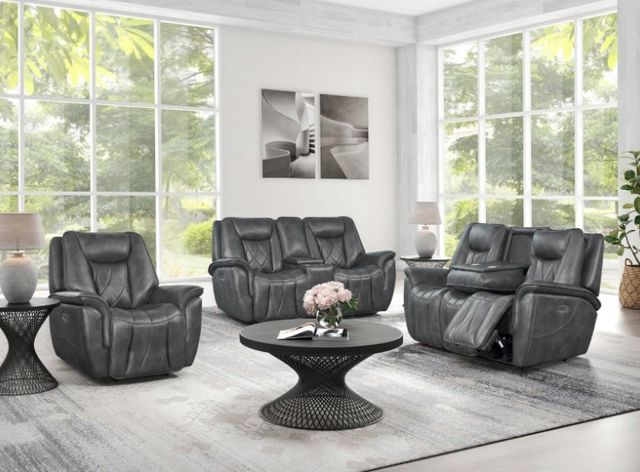 Corinthian Furniture Jordan Charcoal Power Headrest Recliner-1