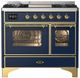 Ilve® Majestic III 40" Midnight Blue Pro Style Dual Fuel Liquid Propane Range with Triple Glass Door and Brass Trim-0