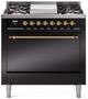 Ilve® Nostalgie II Series 36" Glossy Black Pro Style Dual Fuel Range-0