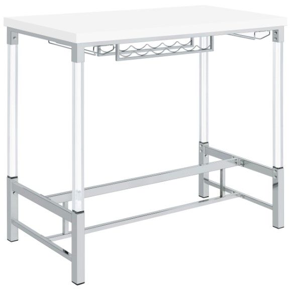 Coaster® Norcrest Glossy White Bar Height Table with Chrome-0