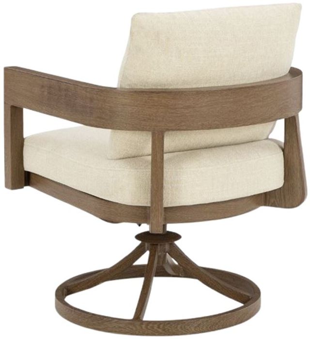 Signature Design by Ashley® Serene Bay 2-Piece Dark Brown/White Aluminum/Nuvella Outdoor Swivel Dining Chair with Cushion-3