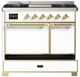 Ilve® Majestic III 40" White Pro Style Dual Fuel Natural Gas Range with Solid Door and Brass Trim-2