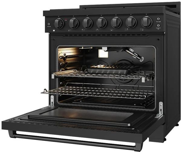 Thor Kitchen® Gordon Ramsay 36" Black Freestanding Pro Style Gas Range-4