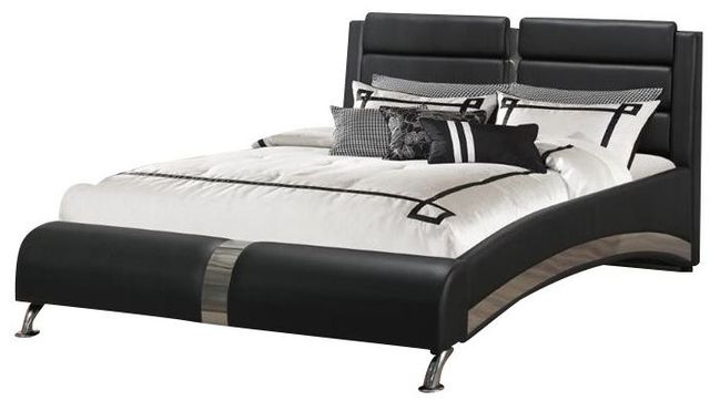 Coaster® Jeremaine Black Queen Upholstered Bed-0