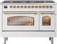 Ilve® Nostalgie II 48" White Pro Style Dual Fuel Range with Brass Trim-0