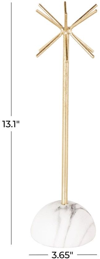 Deco Marche Gold 12-Slot Jewelry Stand with White Base-1