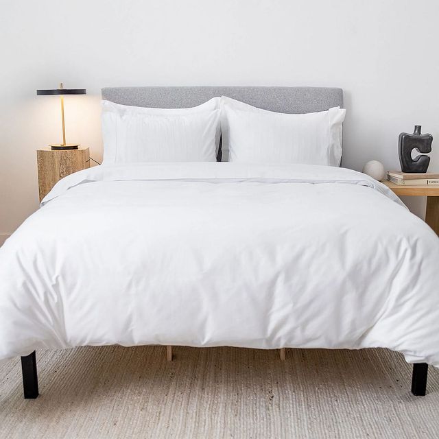 Hush Cotton Sateen 3-Piece White Queen Duvet Cover Set-2