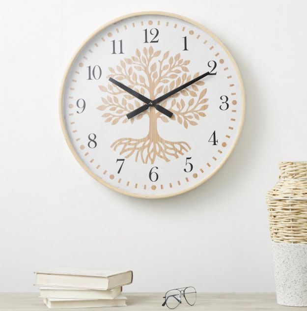 Deco Marche Beige Tree Wall Clock-4