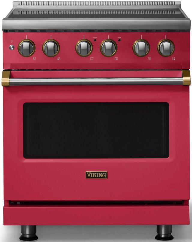 Viking® 5 Series 30" Valentine Pro Style Induction Range with Brushed Brass Trim-0