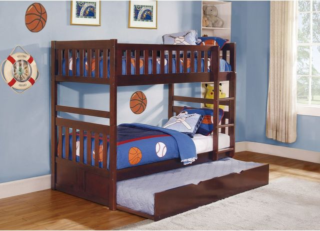 Homelegance® Rowe Dark Cherry Youth Twin/Twin Bunk Bed with Twin Trundle-1