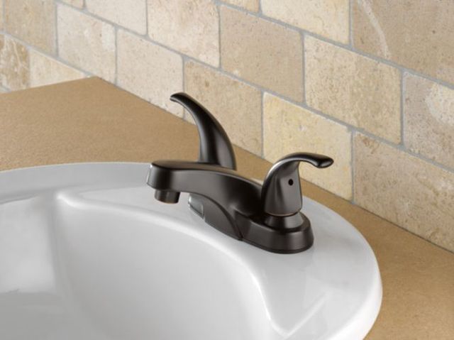 Peerless Core Oil Rubbed Bronze 4" 2-Handle Lever Bathroom Faucet with Pop-Up-1