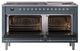 Ilve® Nostalgie II Noblesse 60'' Blue Gray Pro Style Dual Fuel Range with Chrome Trim-2