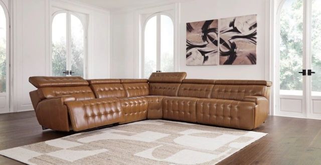 Signature Design by Ashley® Temmpton 5-Piece Chocolate Power Reclining Curved Sectional-1