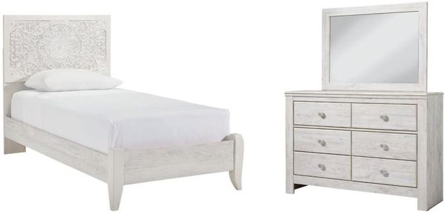 Signature Design by Ashley® Paxberry 2-Piece Whitewash Twin Panel Bed Set-0