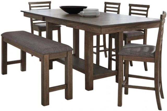 Liberty Furniture Brook Bay 6-Piece Gray/Sandstone Optional Counter Dining Table Set-0